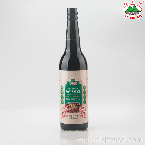 Salsa de soja oscura de champiñones de botella de vidrio de 625 ml